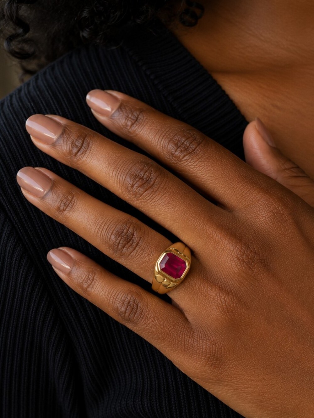 Gold 10k Vintage Ring with Red Ruby Gemstone